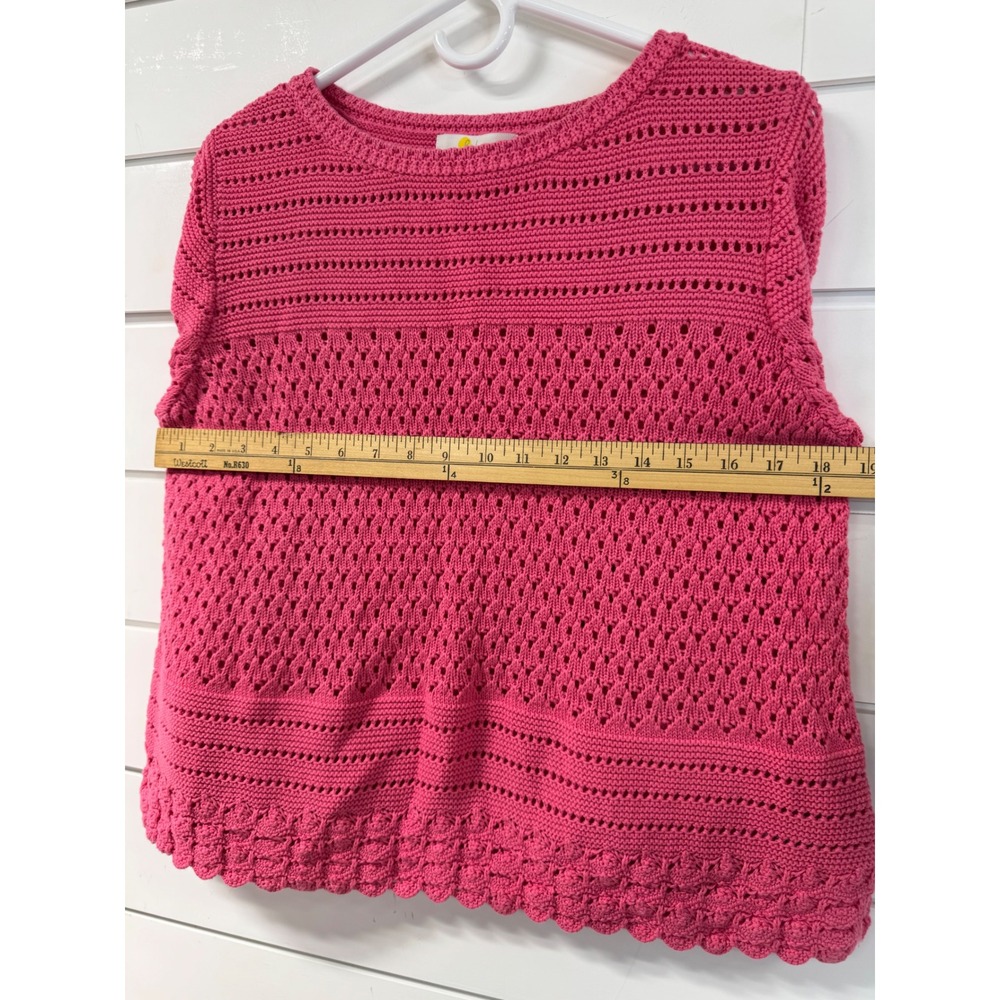 Boden Pink Cotton Pointelle Knit Scalloped Hem Sweater K0336 Womens Large - Picture 4 of 9